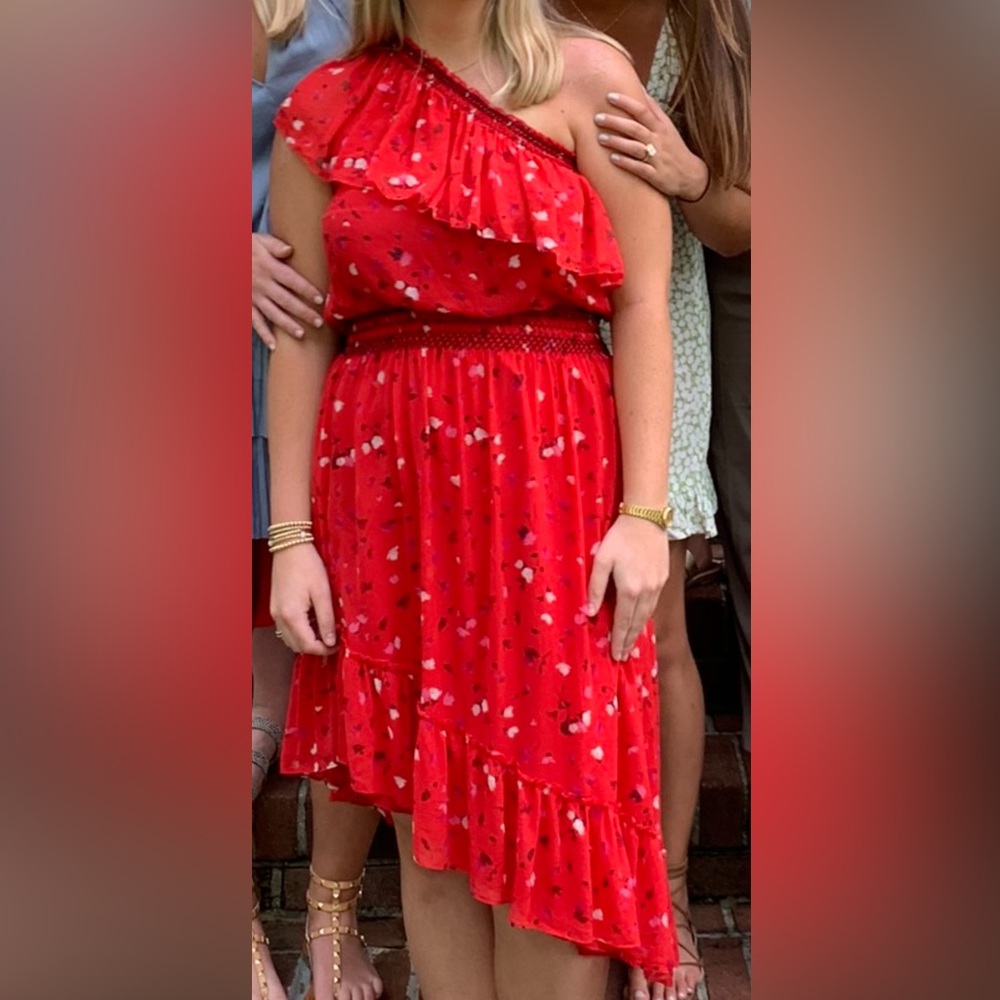 Joie red one shoulder dress